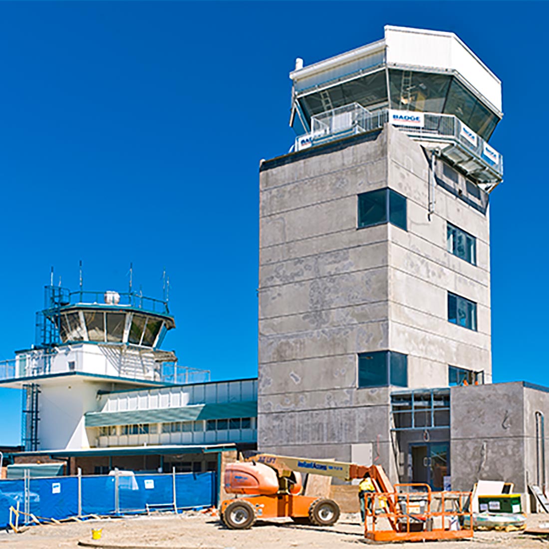 Air control tower during construction