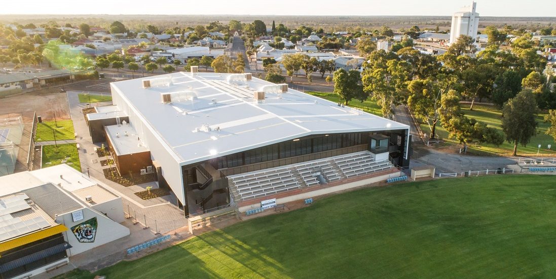 Aerial view of recreation centre with oval