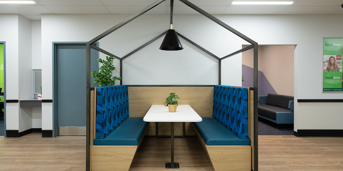 Café seating area inside Woolworths Mt Barker complex